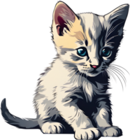 Close-up painting of a cute kitten. Ai Generate png