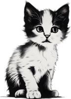 Close-up painting of a cute kitten. Ai Generate png