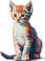 Close-up painting of a cute kitten. Ai Generate png