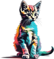 fermer La peinture de une mignonne chaton. ai produire png