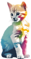 fermer La peinture de une mignonne chaton. ai produire png