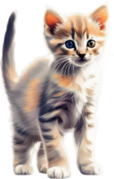 Close-up painting of a cute kitten. Ai Generate png