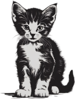 Close-up painting of a cute kitten. Ai Generate png