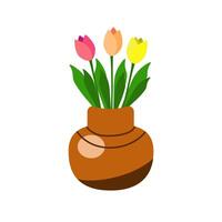 three tulips in a round vase vector