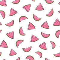watermelon seamless pattern with hand drawn doodles for summer textile prints, scrapbooking, wallpaper, wrapping paper, packaging, background, etc. EPS 10 vector