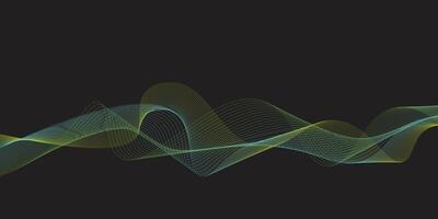 Abstract colorful wave line on a black background. Background with curve lines. vector