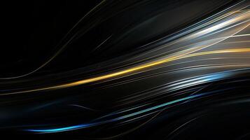 abstract lines on black background, subtle highlights in blue and unsaturated yellow, very minimal, wallpaper photo