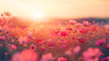 Cosmos flower blossom in garden , photo