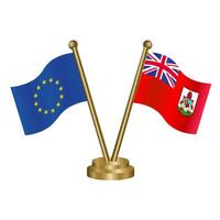 European Union and Bermuda table flags vector