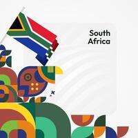 South Africa National Independence Day square banner. Modern geometric abstract background in colorful style for South Africa day. South Africa Independence greeting card cover with country flag. vector