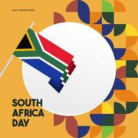 South Africa National Independence Day square banner. Modern geometric abstract background in colorful style for South Africa day. South Africa Independence greeting card cover with country flag. vector