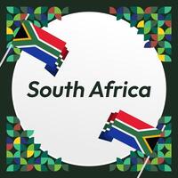 South Africa National Independence Day square banner. Modern geometric abstract background in colorful style for South Africa day. South Africa Independence greeting card cover with country flag. vector