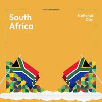 South Africa National Independence Day square banner. Modern geometric abstract background in colorful style for South Africa day. South Africa Independence greeting card cover with country flag. vector