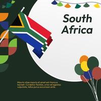 South Africa National Independence Day square banner. Modern geometric abstract background in colorful style for South Africa day. South Africa Independence greeting card cover with country flag. vector