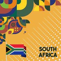 South Africa National Independence Day square banner. Modern geometric abstract background in colorful style for South Africa day. South Africa Independence greeting card cover with country flag. vector