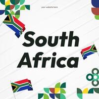 South Africa National Independence Day square banner. Modern geometric abstract background in colorful style for South Africa day. South Africa Independence greeting card cover with country flag. vector