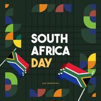 South Africa National Independence Day square banner. Modern geometric abstract background in colorful style for South Africa day. South Africa Independence greeting card cover with country flag. vector