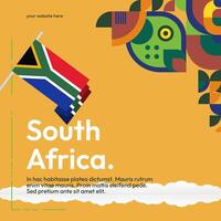 South Africa National Independence Day square banner. Modern geometric abstract background in colorful style for South Africa day. South Africa Independence greeting card cover with country flag. vector