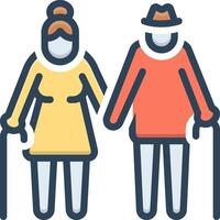 Color icon for elderly couple vector