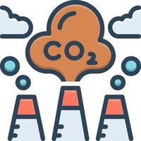 color icono para reducir co2 vector