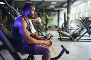 Black African American young man at the gym photo