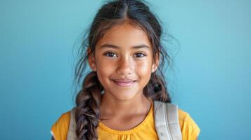 joven niña con trenzas sonriente foto