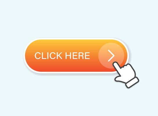 Click here banner icon in flat style. Ecommerce illustration on isolated background. Shopping sign business concept.
