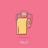 Toilet paper icon in comic style. Clean cartoon illustration on isolated background. WC restroom splash effect sign business concept. vector