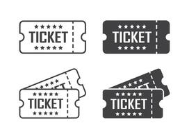 Ticket icons set in flat style. Coupon illustration on isolated background. Voucher sign business concept. vector