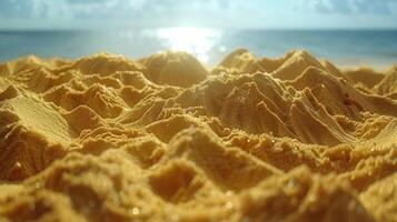 Close-Up of Sand on Beach by Ocean photo