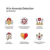 Anomaly Detection AI Icon Design Set Enhancing Security Measure vector