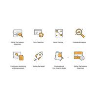 Adaptive AI Solutions Icon Set Optimizing Business Strategies vector