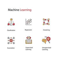 Machine Learning Icon Design Set vector