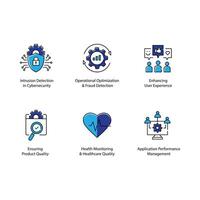 Anomaly Detection AI Icon Design Set Enhancing Security Measure vector