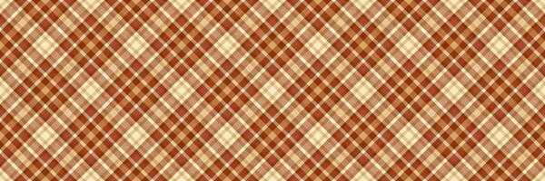 Crease tartan pattern seamless, shop plaid textile texture. Winter check background fabric in orange and light colors. vector
