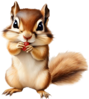 Watercolor painting of a cute chipmunk. Ai Generate png