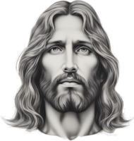 negro y blanco dibujo de Jesús Cristo. ai generar png