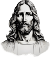 Black and white drawing of Jesus Christ. Ai Generate png