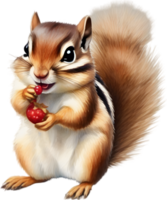 Watercolor painting of a cute chipmunk. Ai Generate png