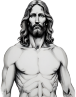 zwart en wit tekening van Jezus Christus. ai genereren png