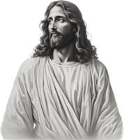 negro y blanco dibujo de Jesús Cristo. ai generar png