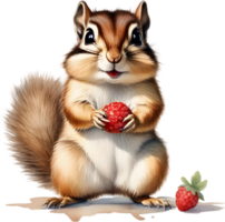 Watercolor painting of a cute chipmunk. Ai Generate png