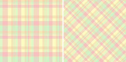 Textile texture pattern of fabric seamless background with a check plaid tartan. Set in happy colors. Colourful abstract geometric checkered wallpaper. vector