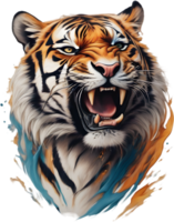 Close-up painting of a tiger. Ai Generate png