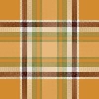 Plaid check pattern in orange and red colors. Seamless fabric texture. Tartan textile print. vector