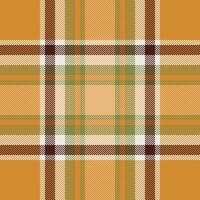 Plaid check pattern in orange and red colors. Seamless fabric texture. Tartan textile print. vector