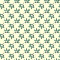 Hand drawn floral pattern design. Simple ornament with plant and leaf. vector