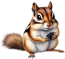 Watercolor painting of a cute chipmunk. Ai Generate png