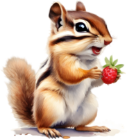 Watercolor painting of a cute chipmunk. Ai Generate png