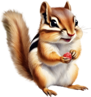 Watercolor painting of a cute chipmunk. Ai Generate png